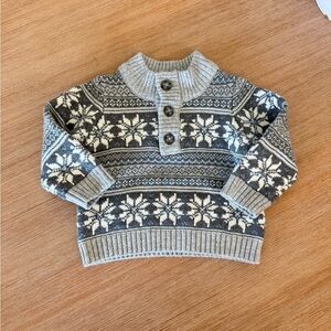 Janie and Jack Boys Gray Snowflake Sweater Size 6-12 Months